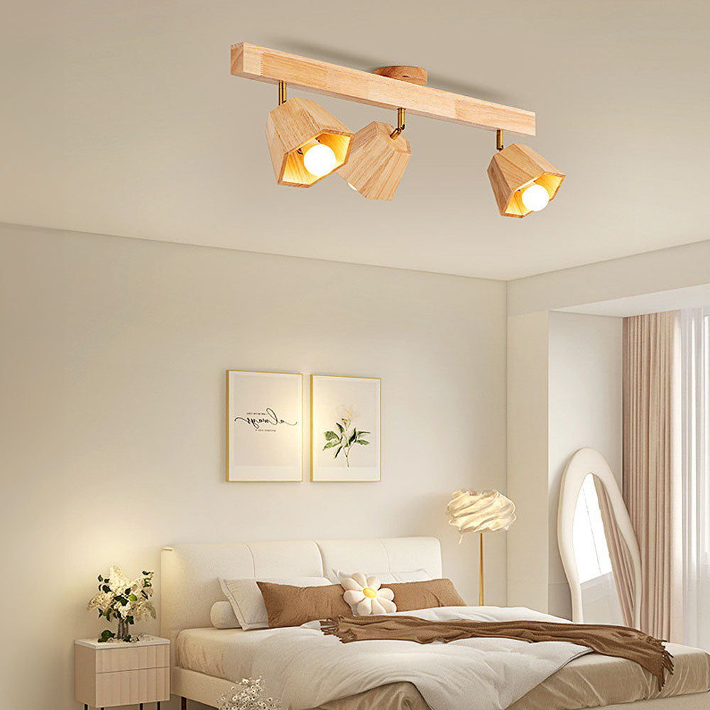 Lámpara de Techo de Madera Ajustable, Diseño Minimalista para Sala de Estar, Iluminación Eficiente y Acogedora 8