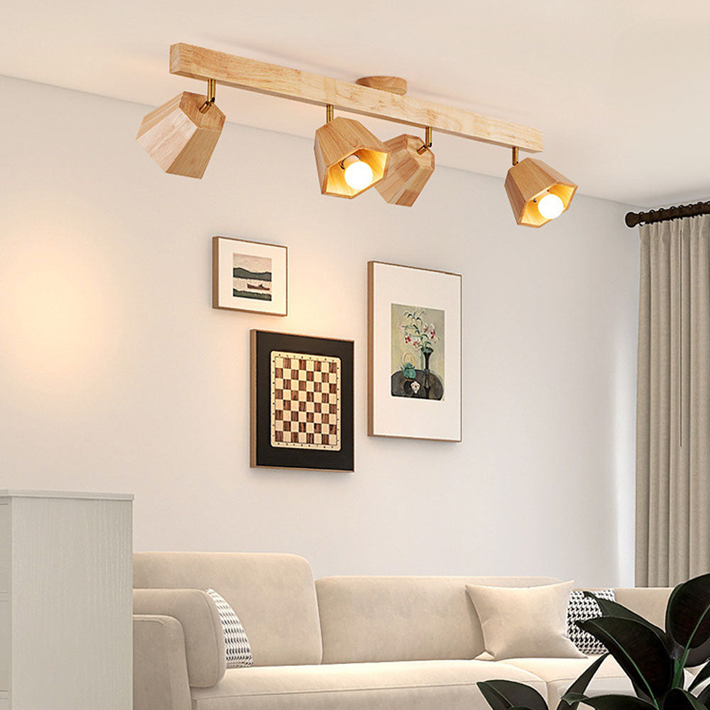 Lámpara de Techo de Madera Ajustable, Diseño Minimalista para Sala de Estar, Iluminación Eficiente y Acogedora 9