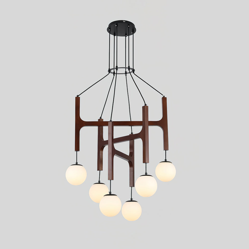 Lámpara de Techo de Madera Astra con Pantallas de Vidrio – Diseño Minimalista y Elegante 12