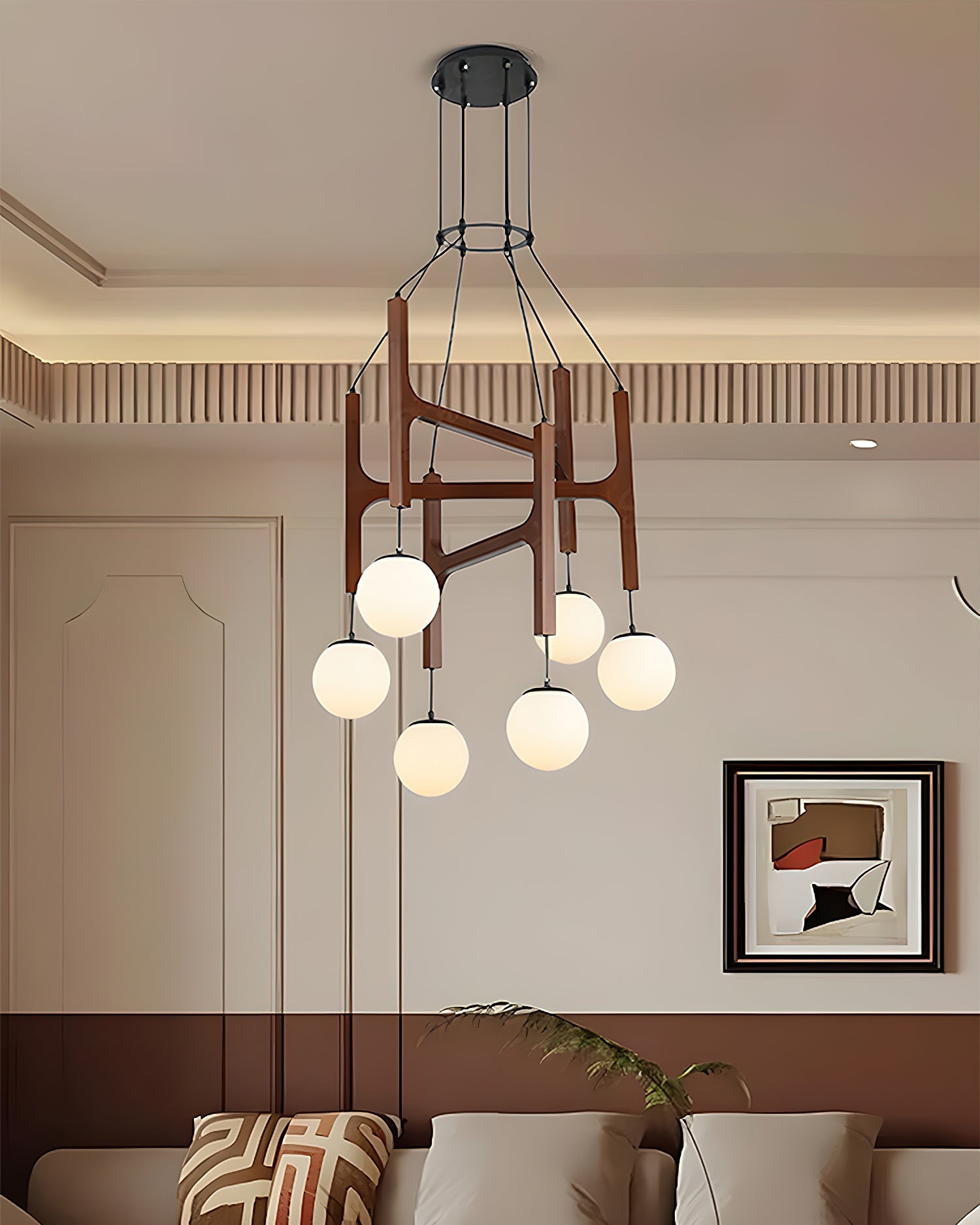 Lámpara de Techo de Madera Astra con Pantallas de Vidrio – Diseño Minimalista y Elegante 6