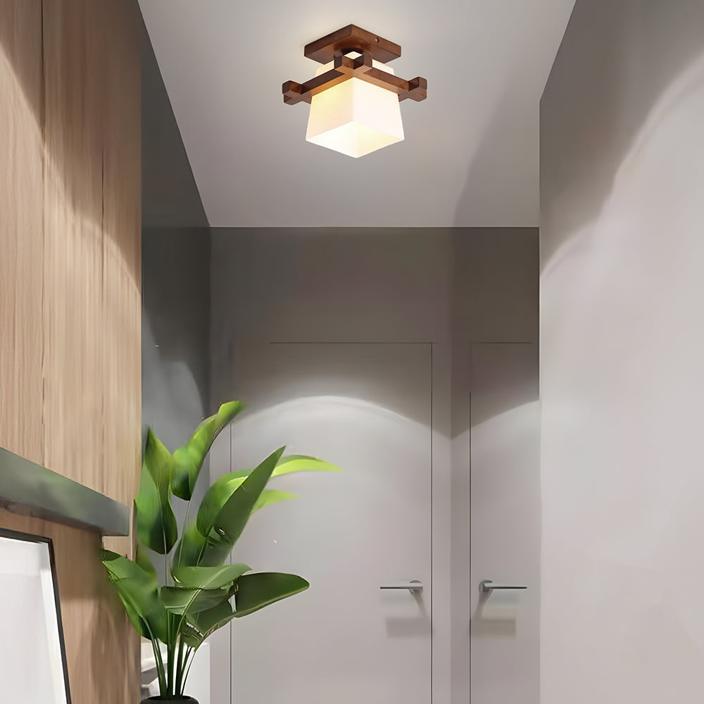Lámpara de Techo de Madera Orgánica Retro para Sala de Estar – Iluminación Ambiental Vintage 0