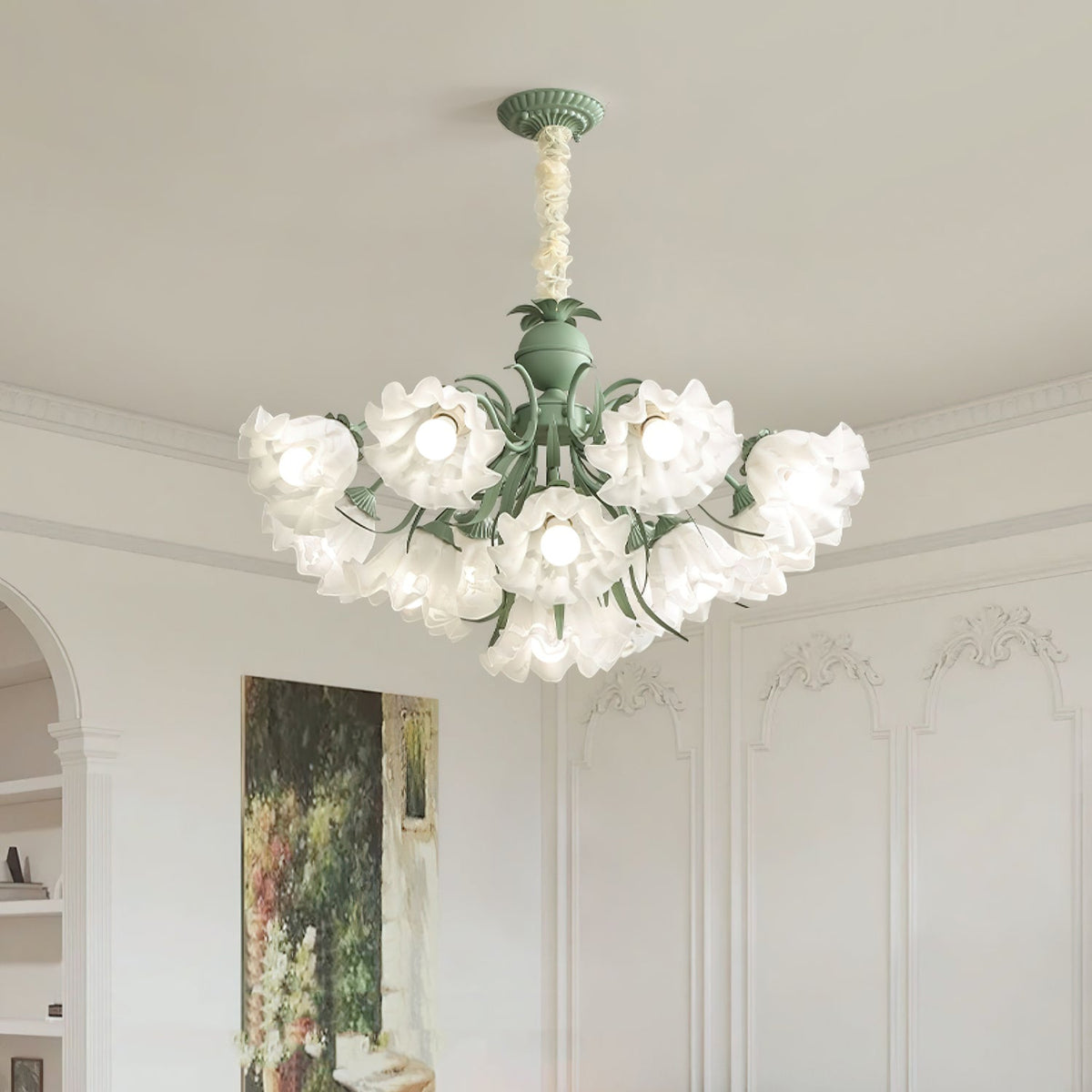 Xeyna - Lámpara de Araña Techo - Diseño Floral Romántico con Cabezas Ajustables - Iluminación LED para Interior