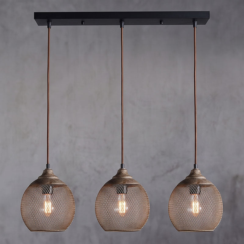 Lámpara colgante de malla de hierro Ovillo – versión de 3 luces