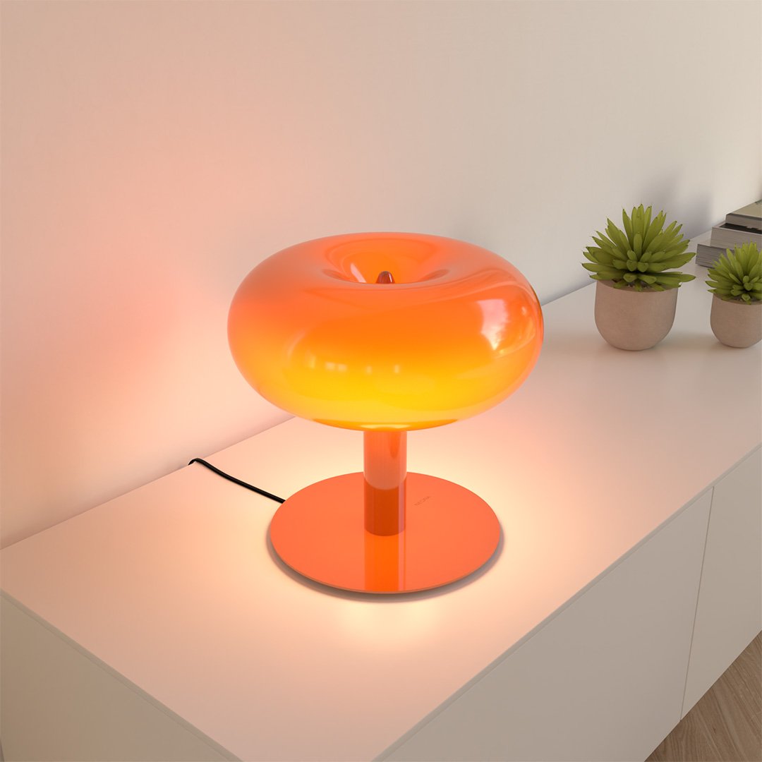 Lámpara de mesa seta de cristal Maluna – naranja