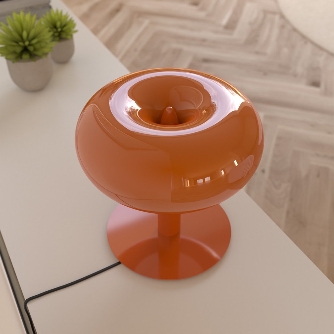 Lámpara de mesa seta de cristal Maluna sobre un mueble blanco – imagen 8