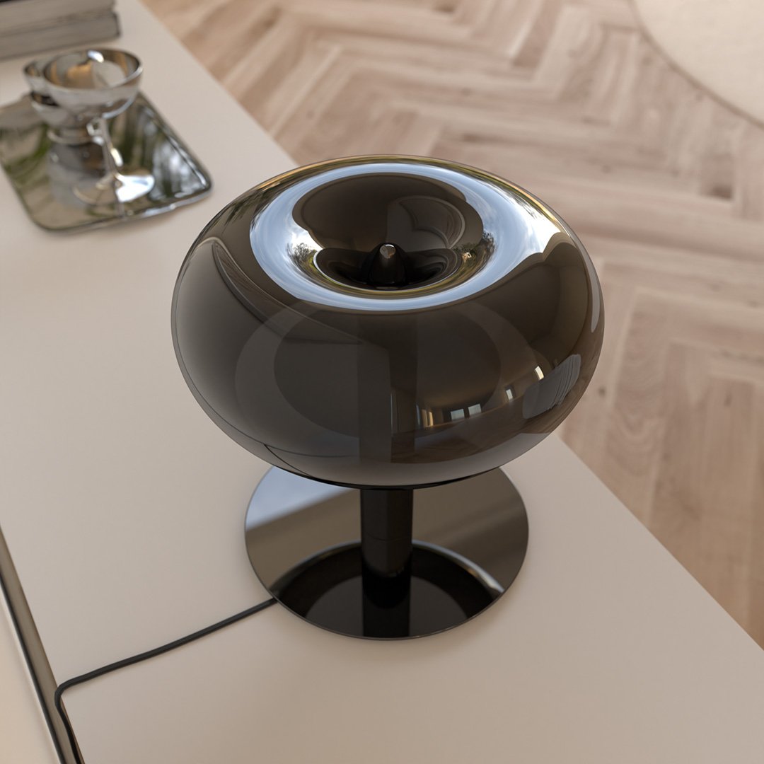 Lámpara de mesa seta de cristal Maluna sobre un mueble blanco – imagen 5