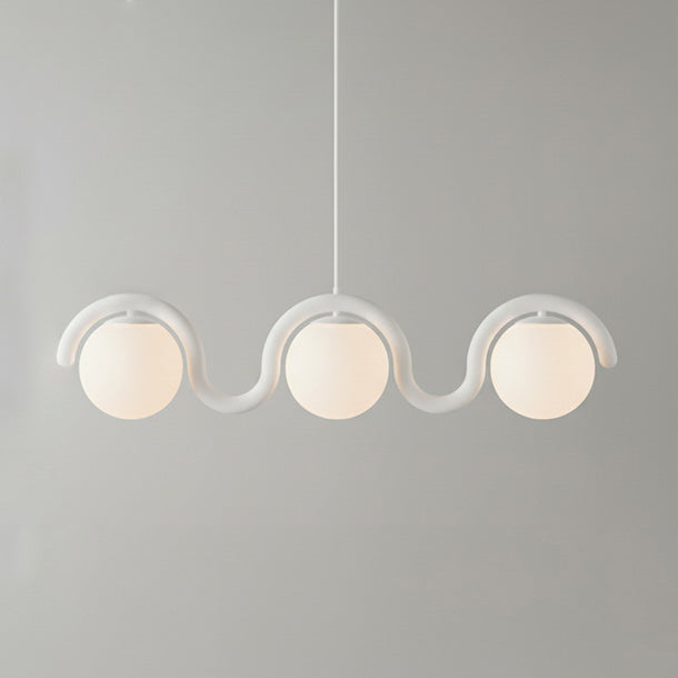 Lámpara araña lineal Bucle – blanco, 3 luces · 109 cm