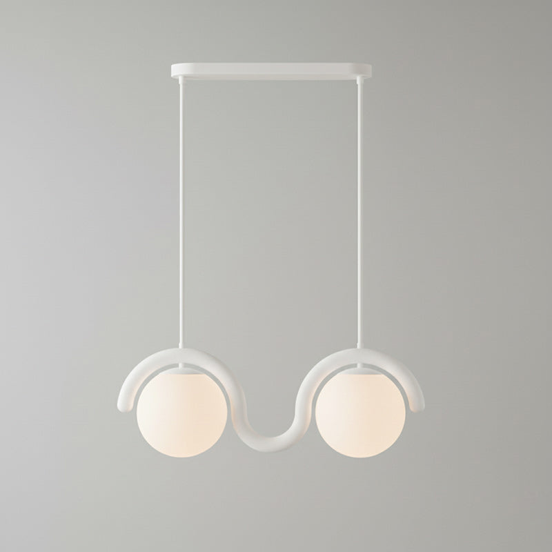 Lámpara araña lineal Bucle – blanco, 2 luces · 68 cm