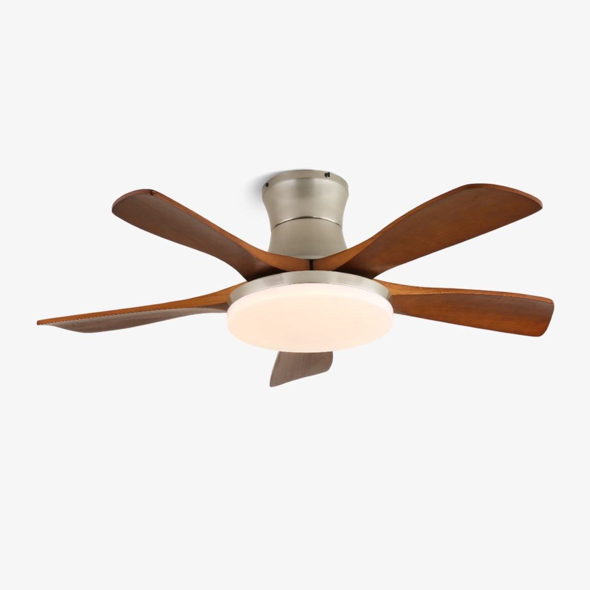 Ventilador de techo con luz Lorenta – níquel y nogal