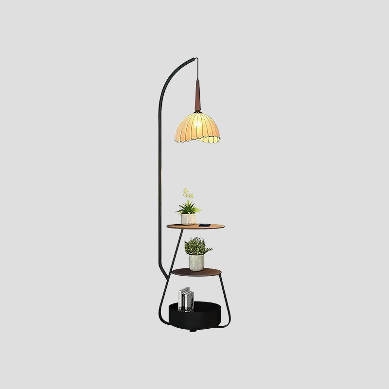 Lámpara de pie con estantes Velambra – pantalla beige