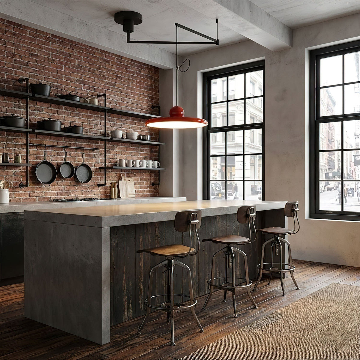 Lámpara colgante con brazo articulado Basela sobre una mesa de comedor – imagen 8