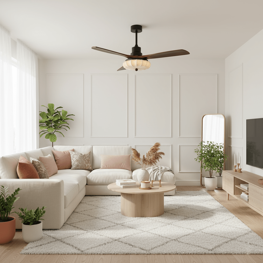 Ventilador de techo con luz Lotara en un salón acogedor – imagen 11