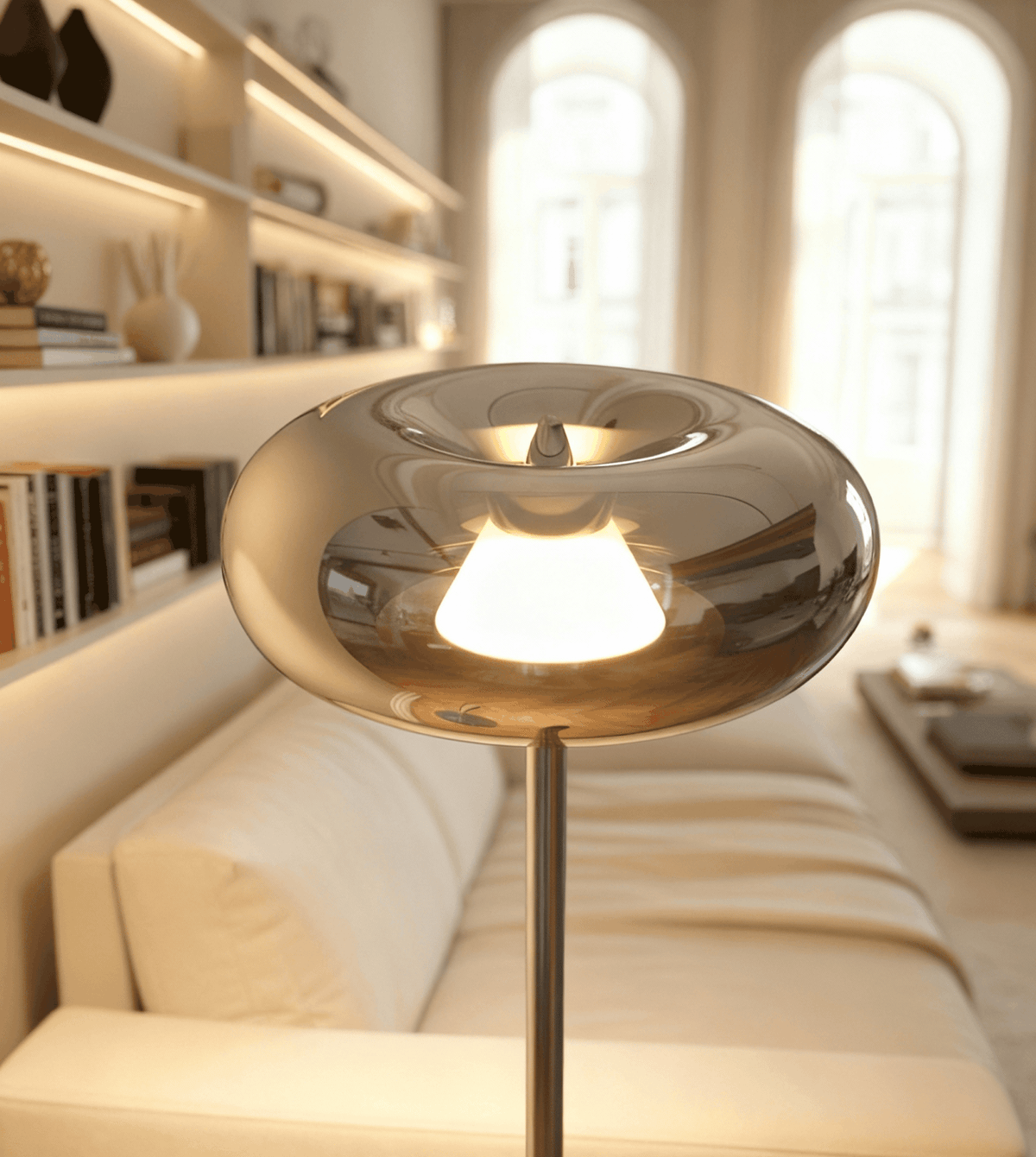 Lámpara de pie LED Rocela en un salón acogedor – imagen 5
