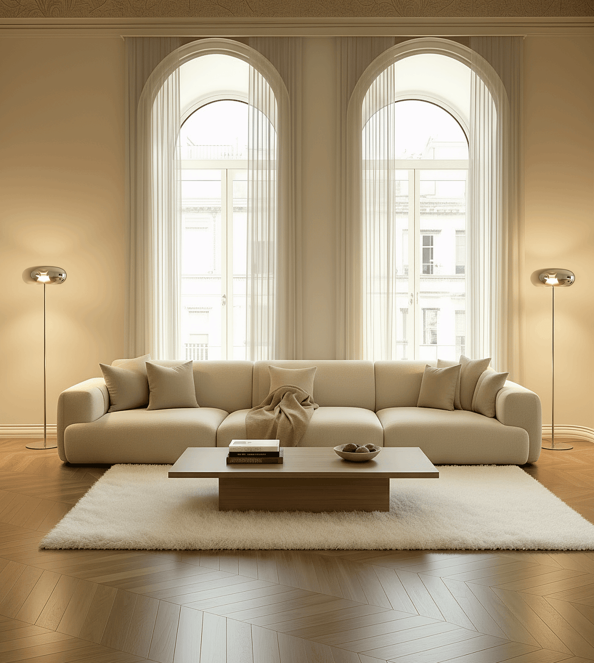 Lámpara de pie LED Rocela en un salón acogedor – imagen 7