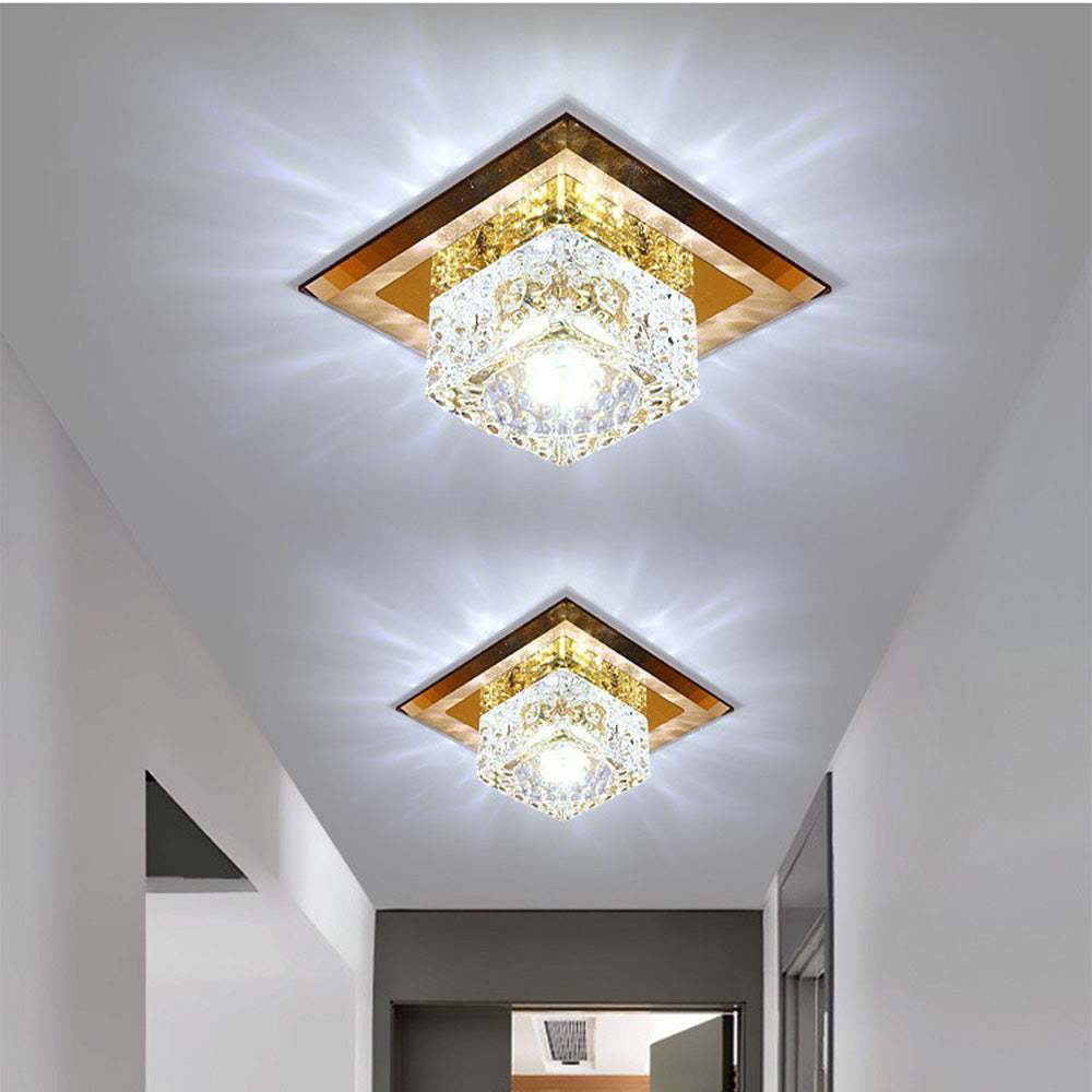 Luz de Techo LED Cuadrada de Cristal para Pasillo, Diseño Moderno, Iluminación Eficiente, 14cm y 18cm 4