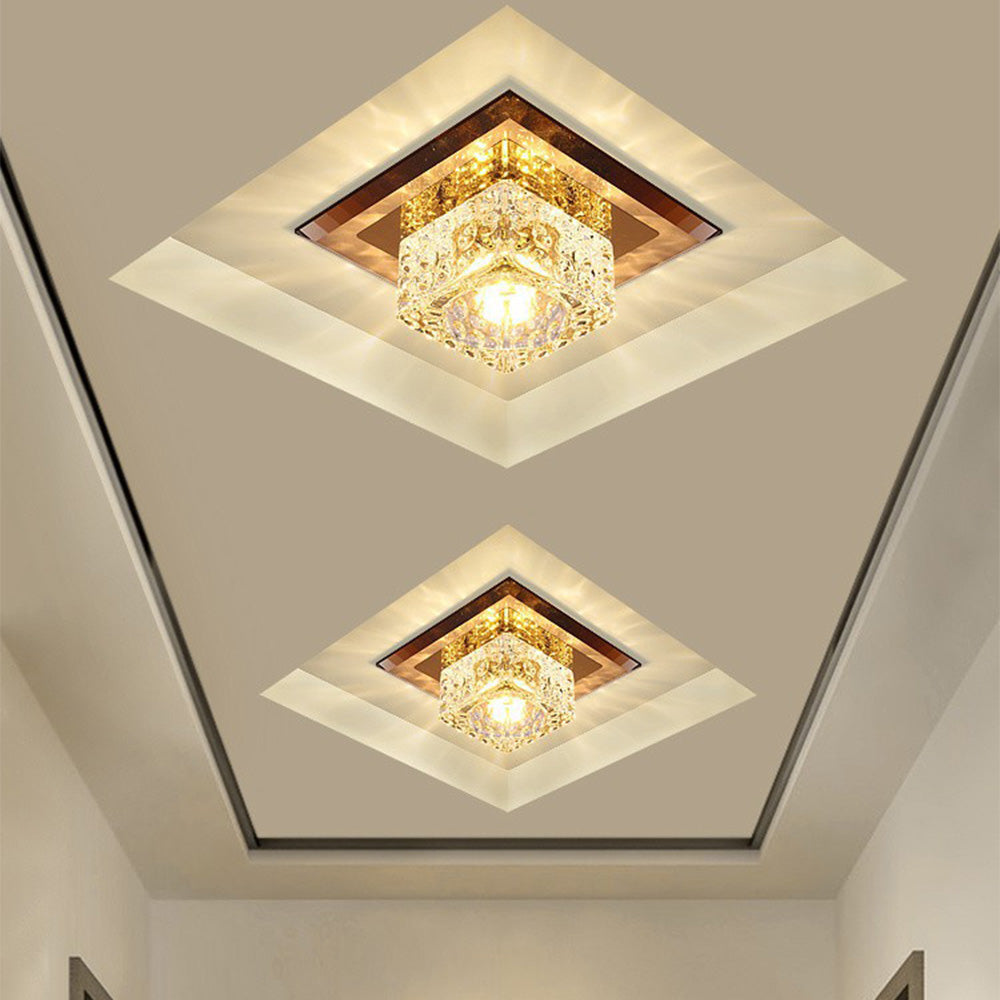 Luz de Techo LED Cuadrada de Cristal para Pasillo, Diseño Moderno, Iluminación Eficiente, 14cm y 18cm 5