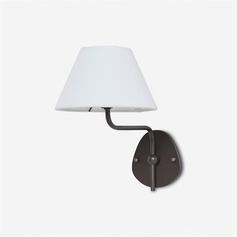 Aplique de pared Mareta – 1 luz, negro, pantalla blanca