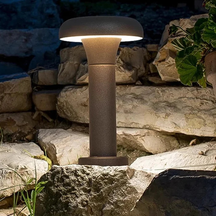Olcina - Baliza de Jardín LED en Forma de Seta de Metal Gris Oscuro