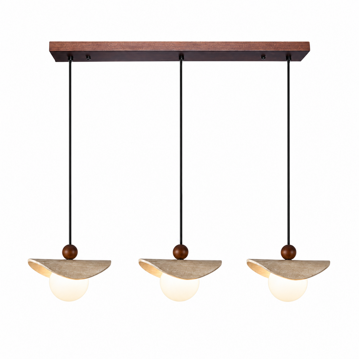 Lámpara colgante de travertino Davela – de 3 luces en línea
