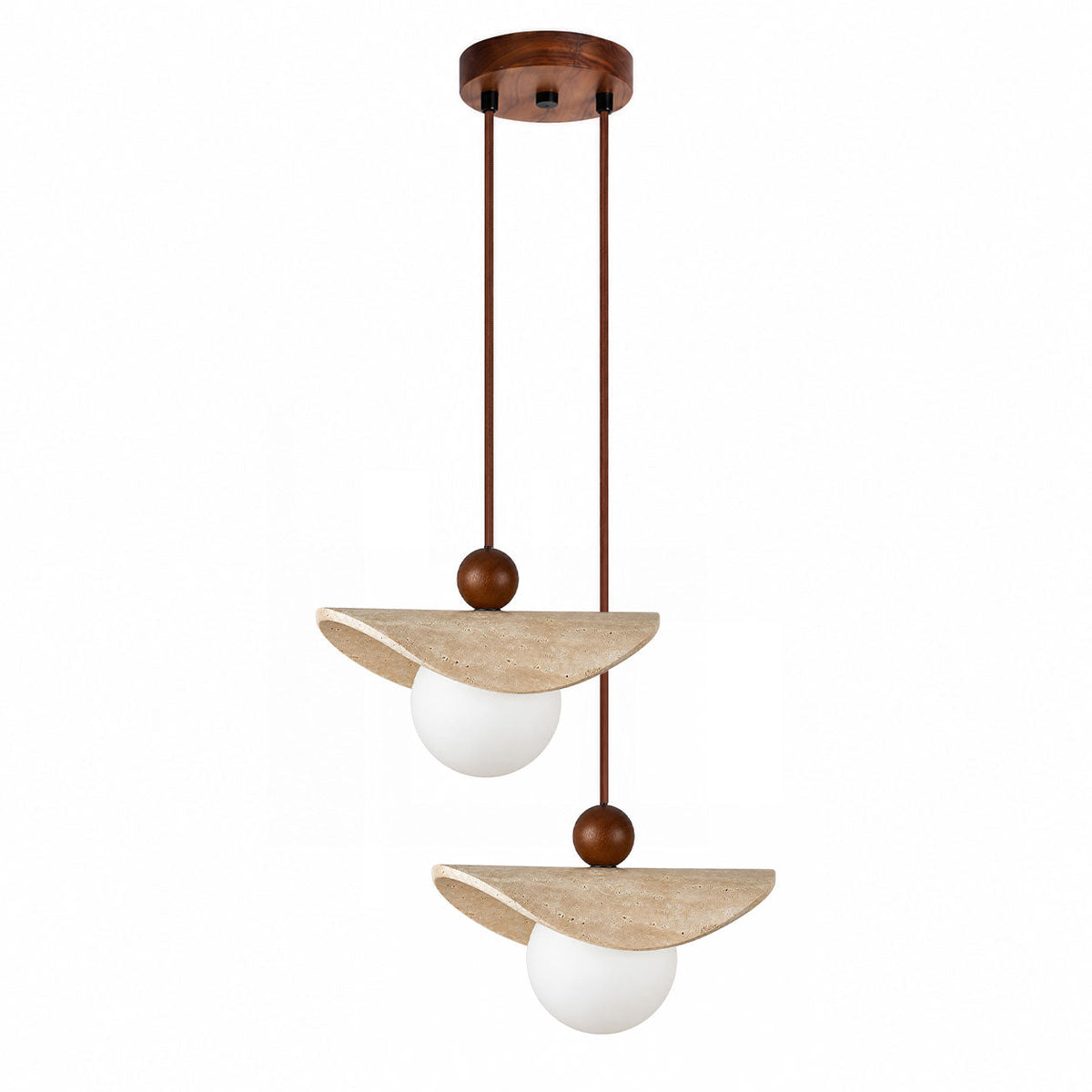 Lámpara colgante de travertino Davela – de 2 luces en cascada