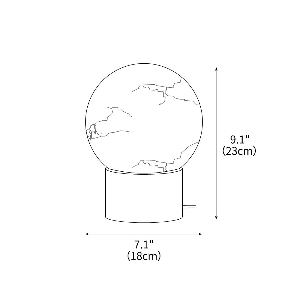 Lámpara de mesa de alabastro Selenita – plano de medidas
