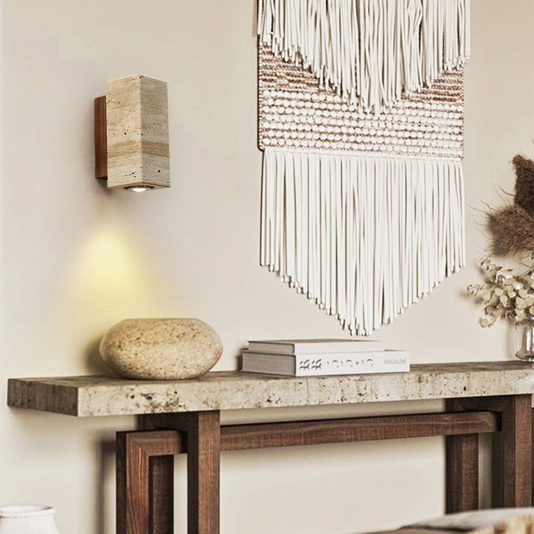 Aplique de pared de travertino Onsara en un interior de estilo japandi – imagen 7