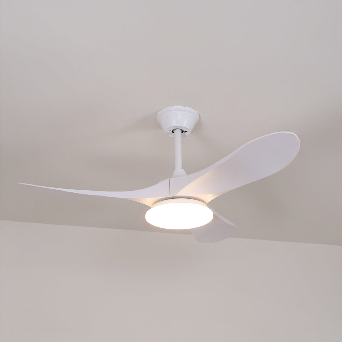 Ventilador de techo con luz Tilara en un salón natural – imagen 6