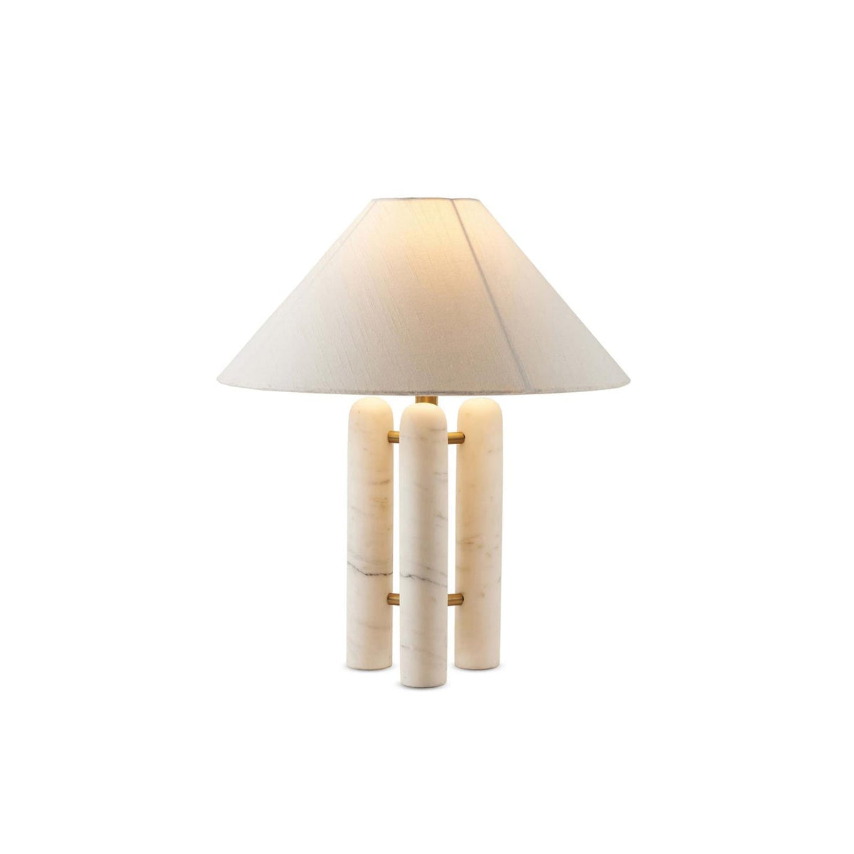 Lámpara de mesa de mármol Tribela – con pantalla blanca de frente