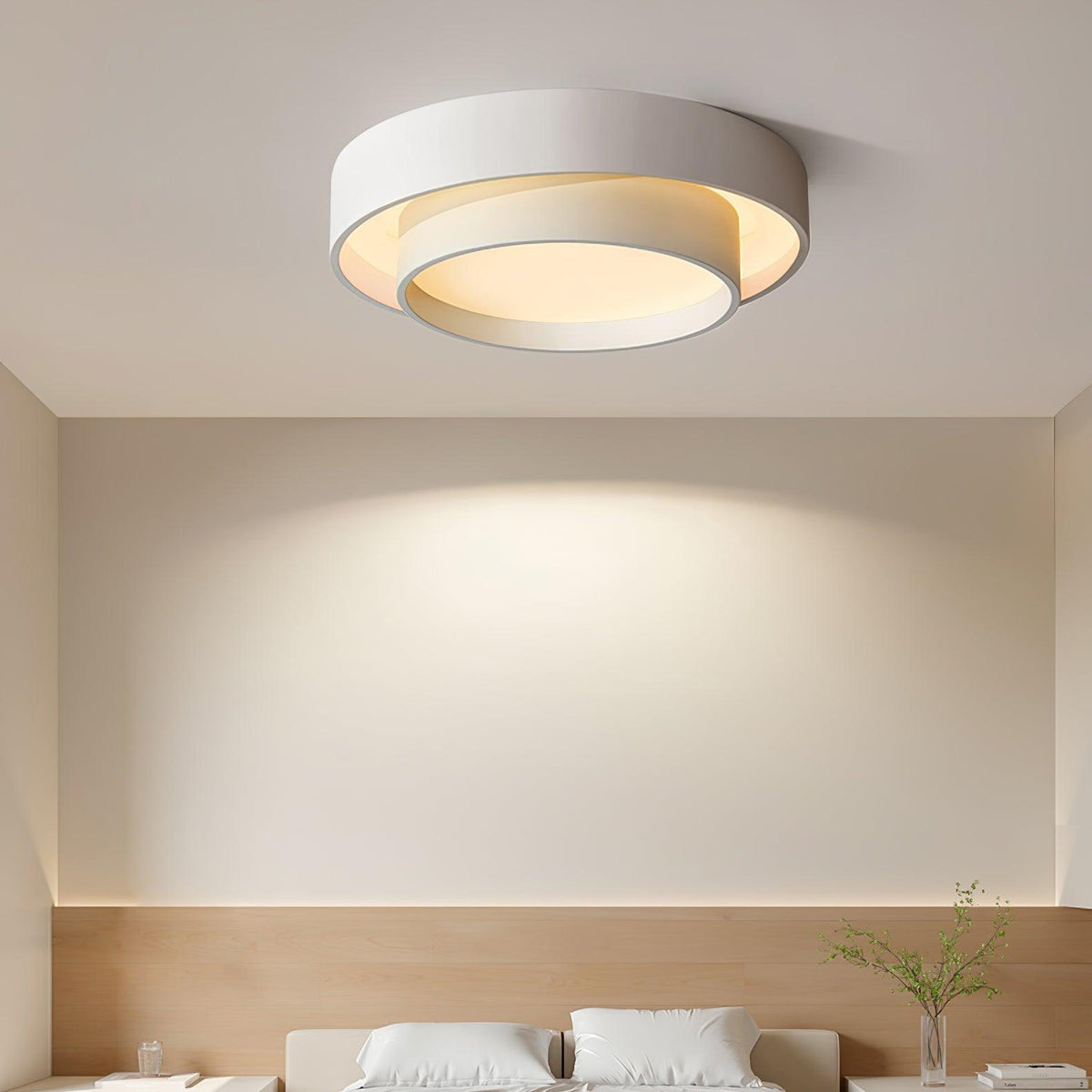 Plafón LED de doble aro Bandela en un salón moderno – imagen 15