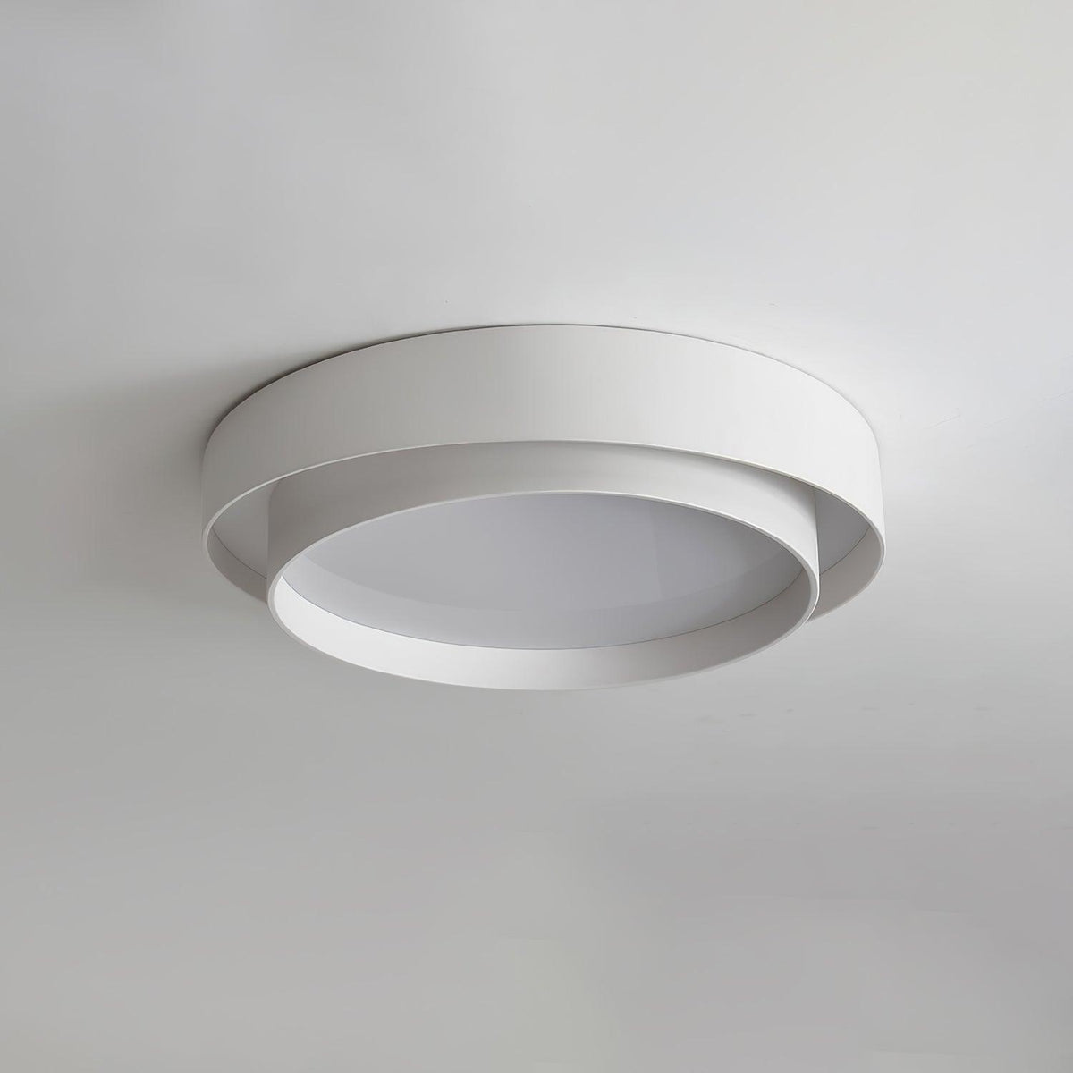 Plafón LED de doble aro Bandela – en blanco Ø 50 cm