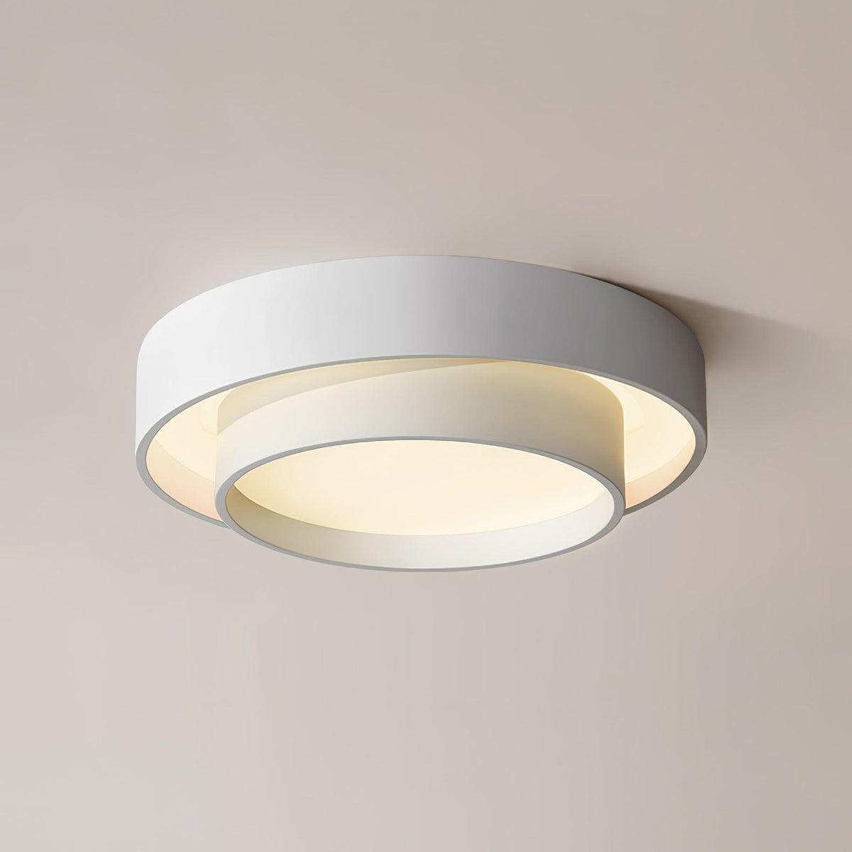 Plafón LED de doble aro Bandela – en blanco Ø 60 cm