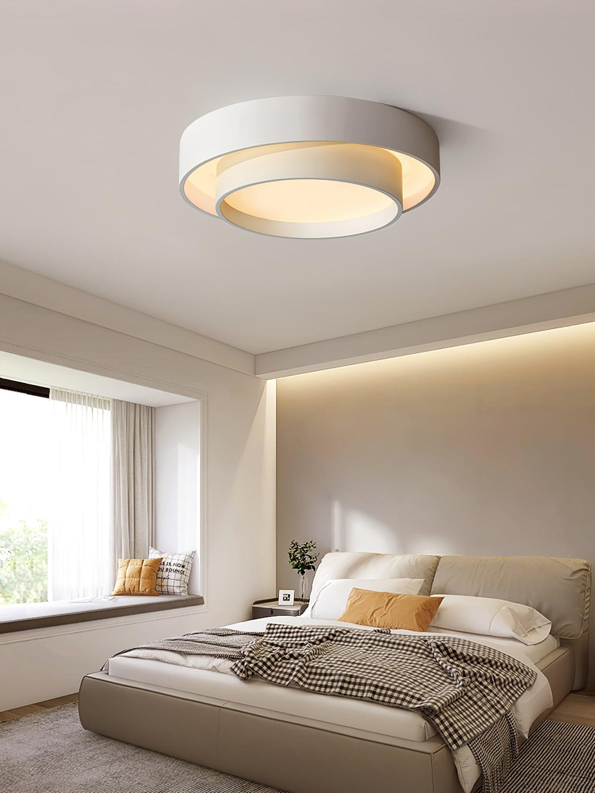 Plafón LED de doble aro Bandela en un salón moderno – imagen 24
