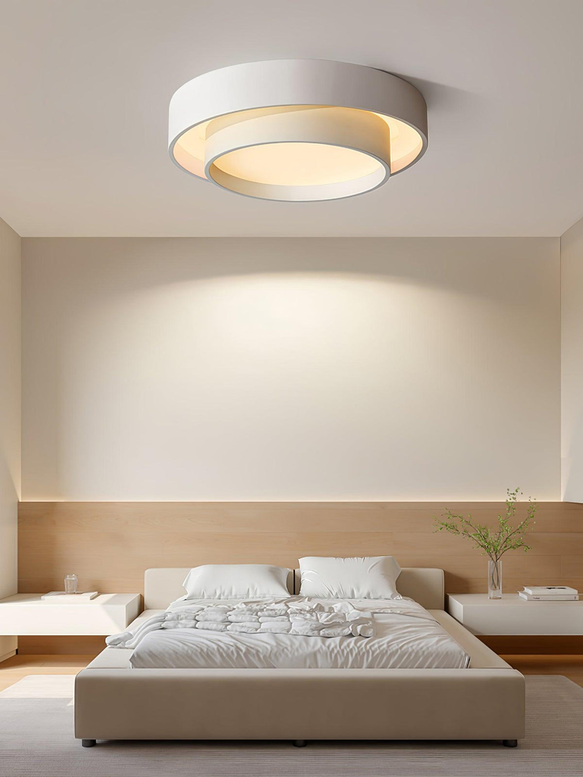 Plafón LED de doble aro Bandela en un salón moderno – imagen 26