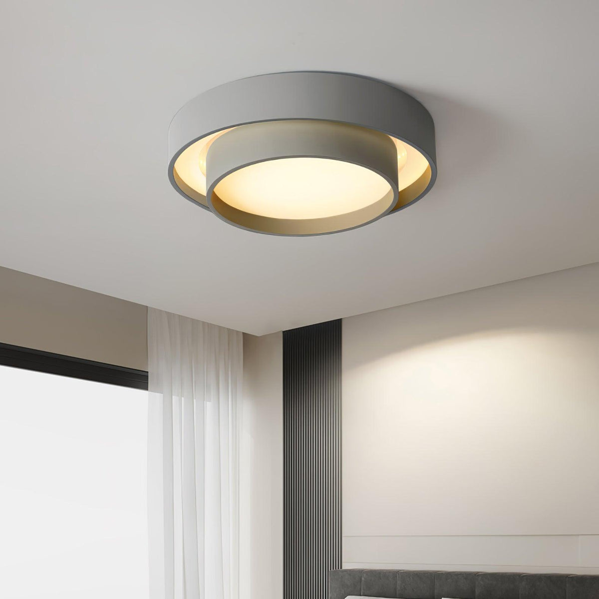 Plafón LED de doble aro Bandela en un salón moderno – imagen 21