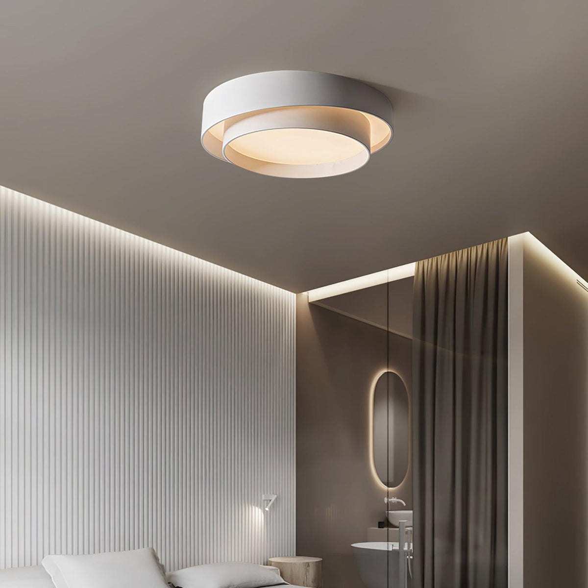Plafón LED de doble aro Bandela en un salón moderno – imagen 20