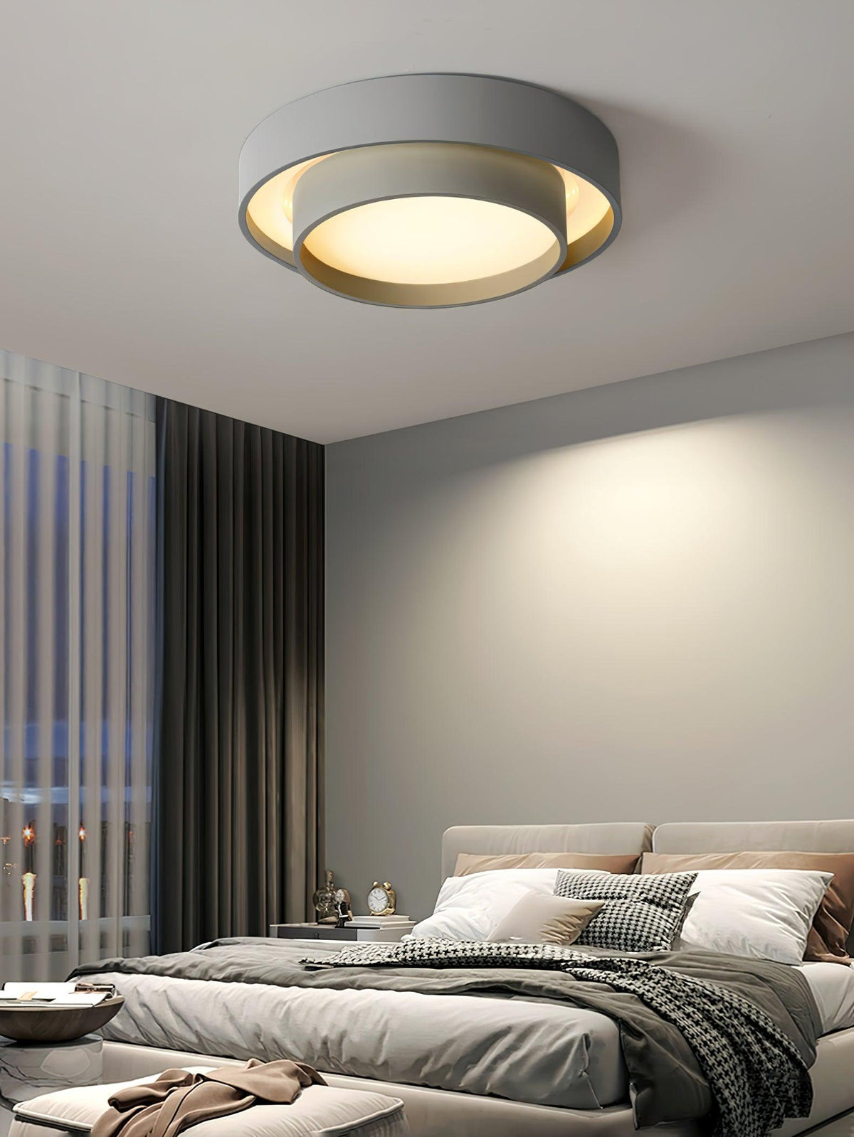 Plafón LED de doble aro Bandela en un salón moderno – imagen 22