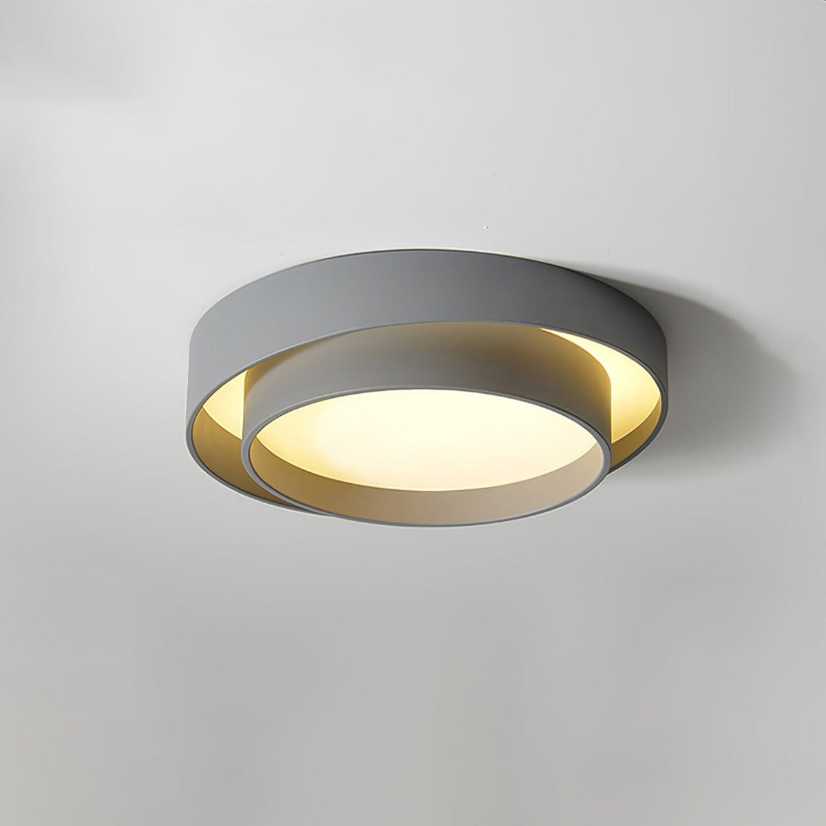 Plafón LED de doble aro Bandela – en gris Ø 50 cm
