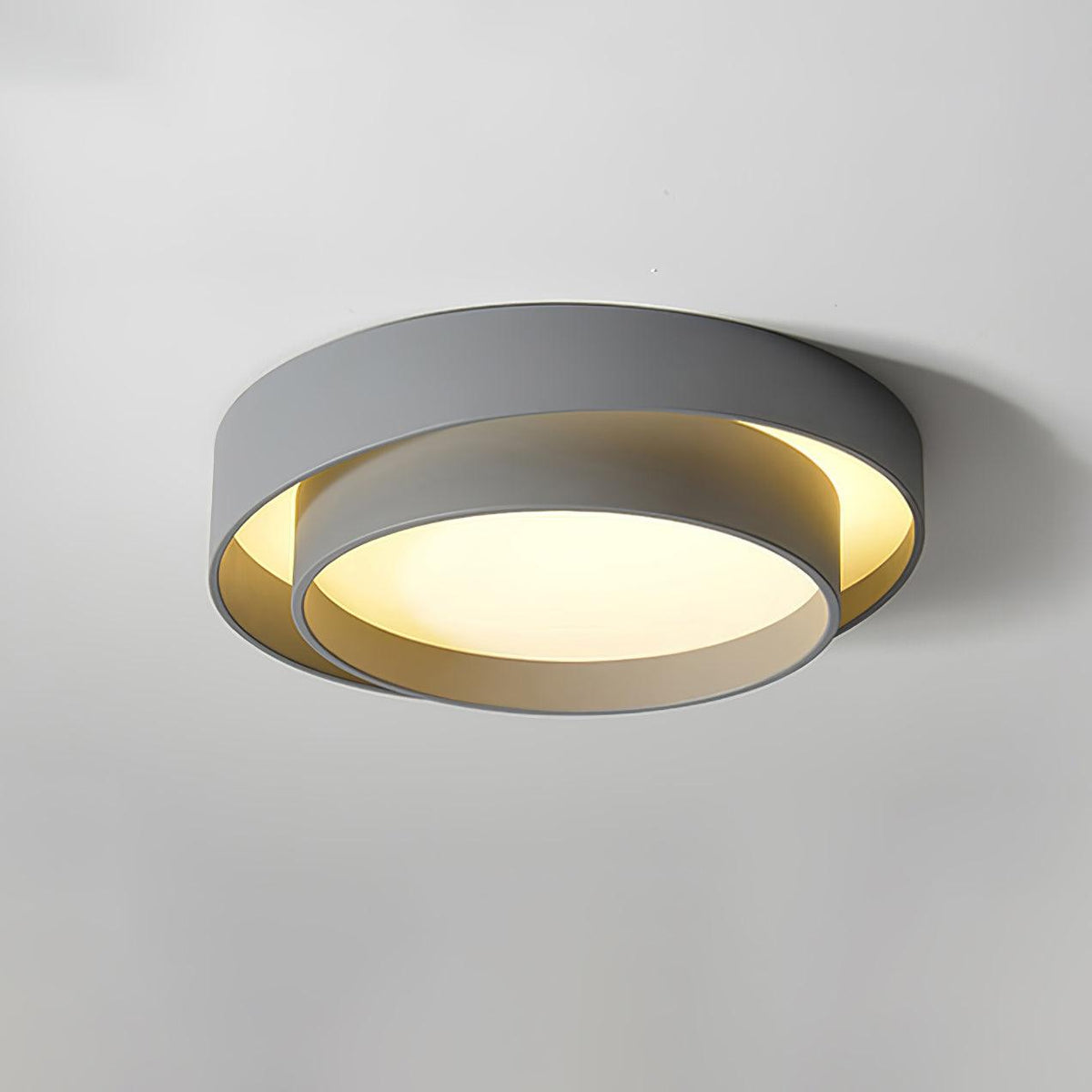 Plafón LED de doble aro Bandela – en gris Ø 60 cm