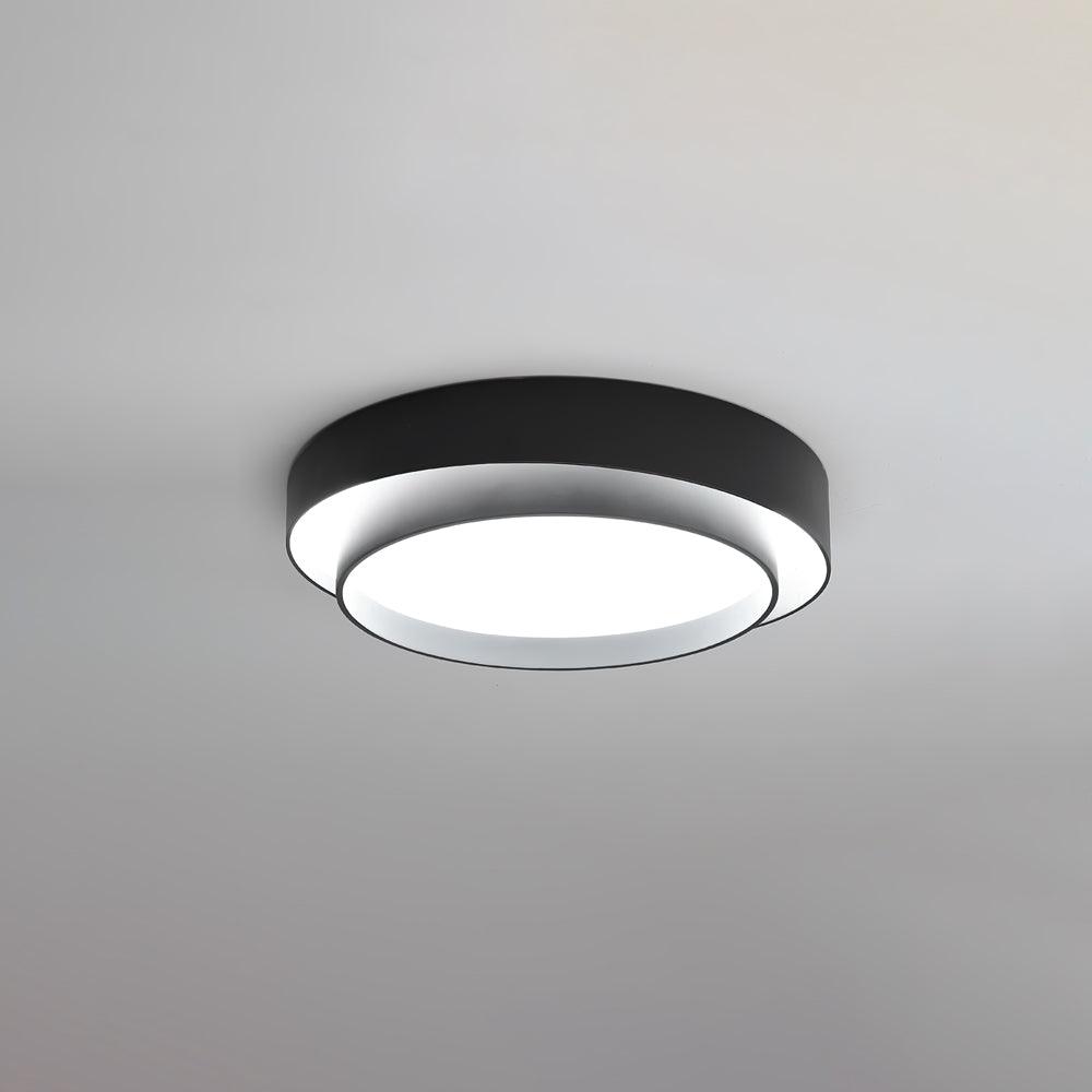 Plafón LED de doble aro Bandela – en negro