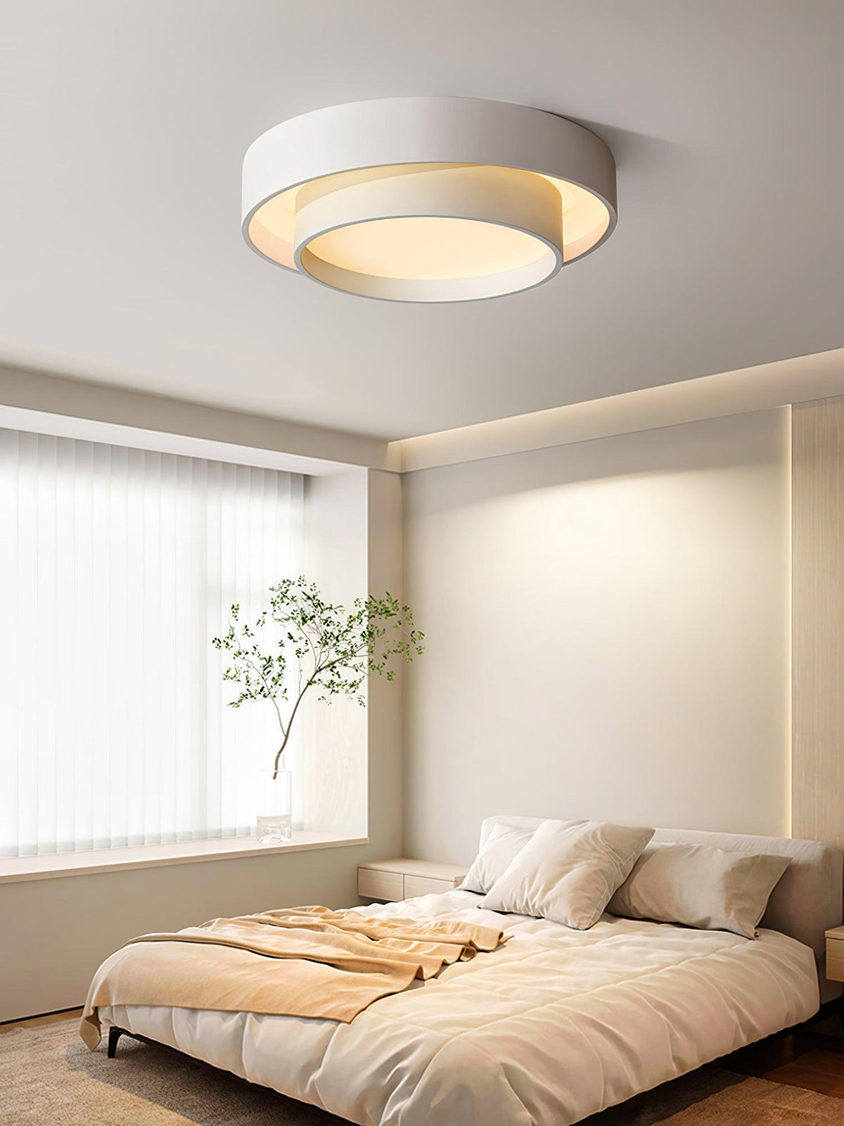 Plafón LED de doble aro Bandela en un salón moderno – imagen 23