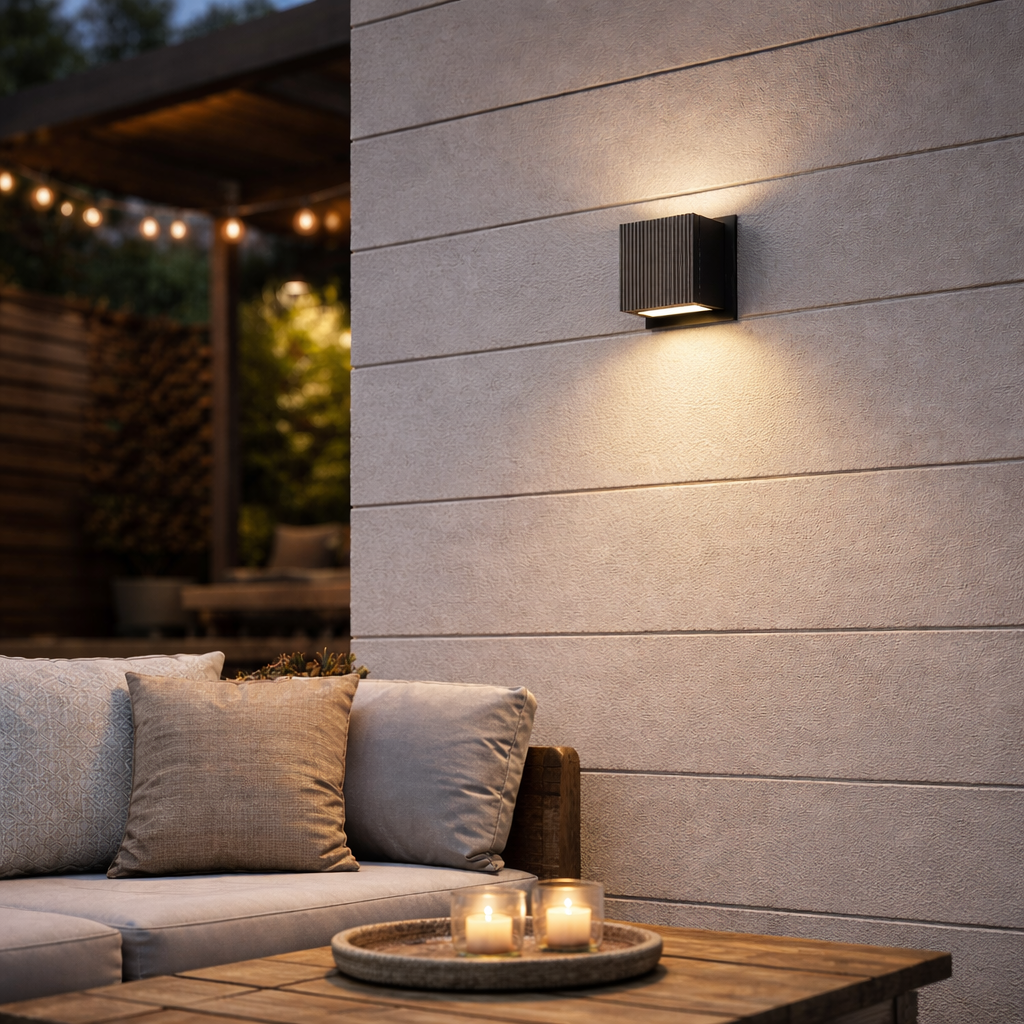 Aplique de pared exterior LED Surquela en una fachada moderna – imagen 7
