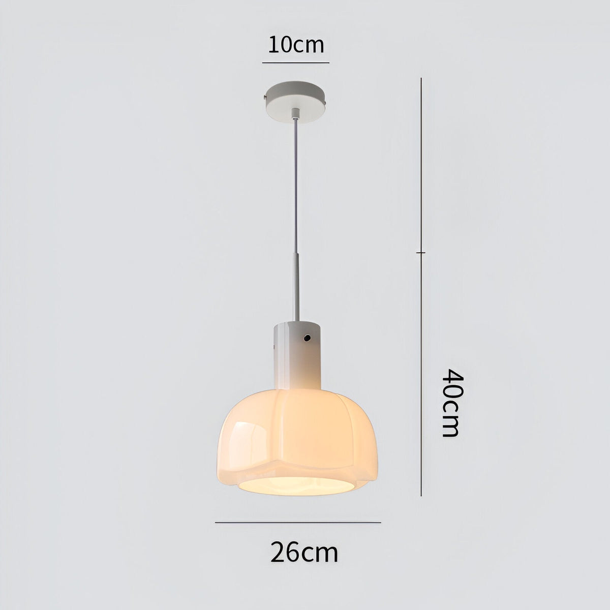 Lámpara colgante de cristal en forma de flor Amapela – blanco lechoso con medidas