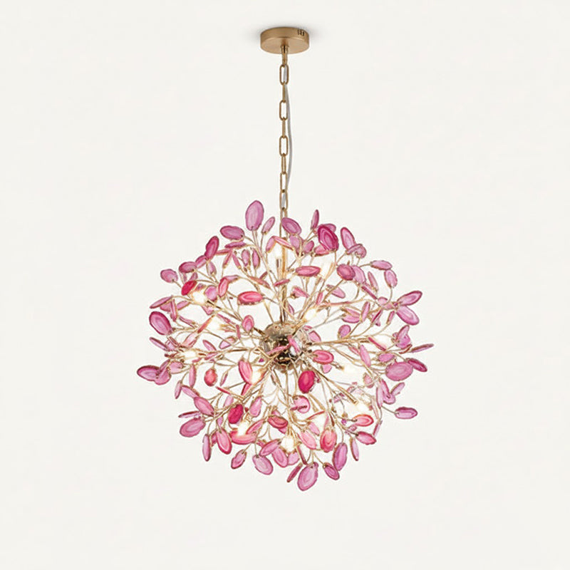 Lámpara araña de ágata natural Cantera – rosa, 18 luces · Ø 72 cm, cadena