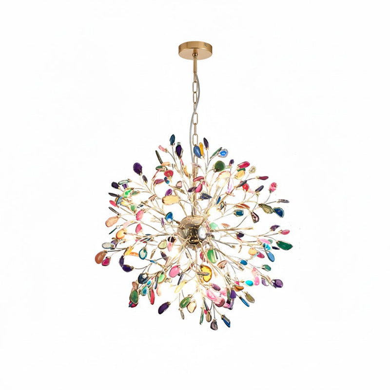 Lámpara araña de ágata natural Cantera – multicolor, 18 luces · Ø 72 cm, cadena