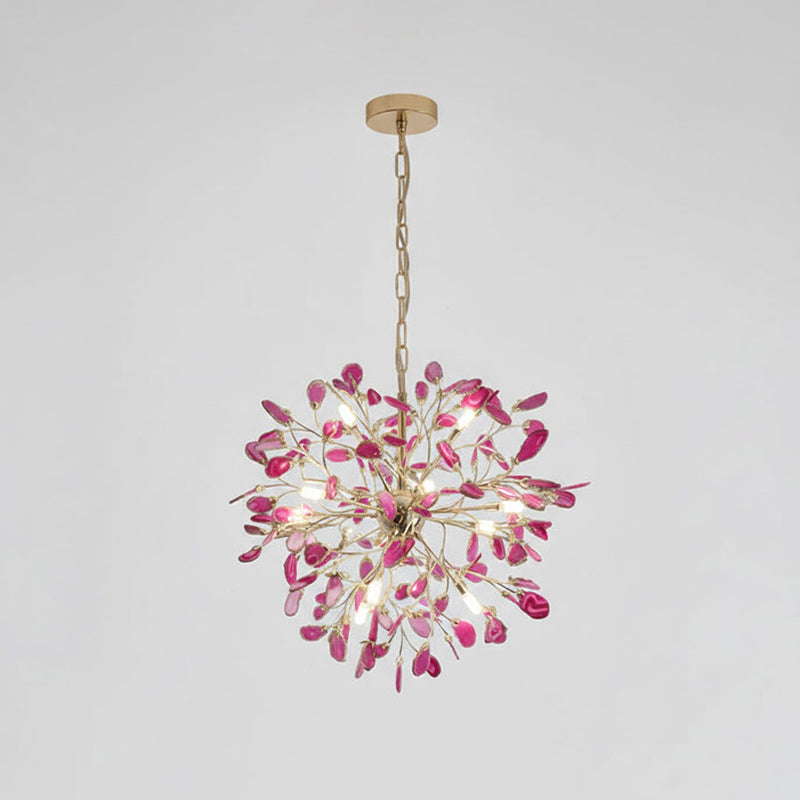Lámpara araña de ágata natural Cantera – rosa, 12 luces · Ø 58 cm, cadena