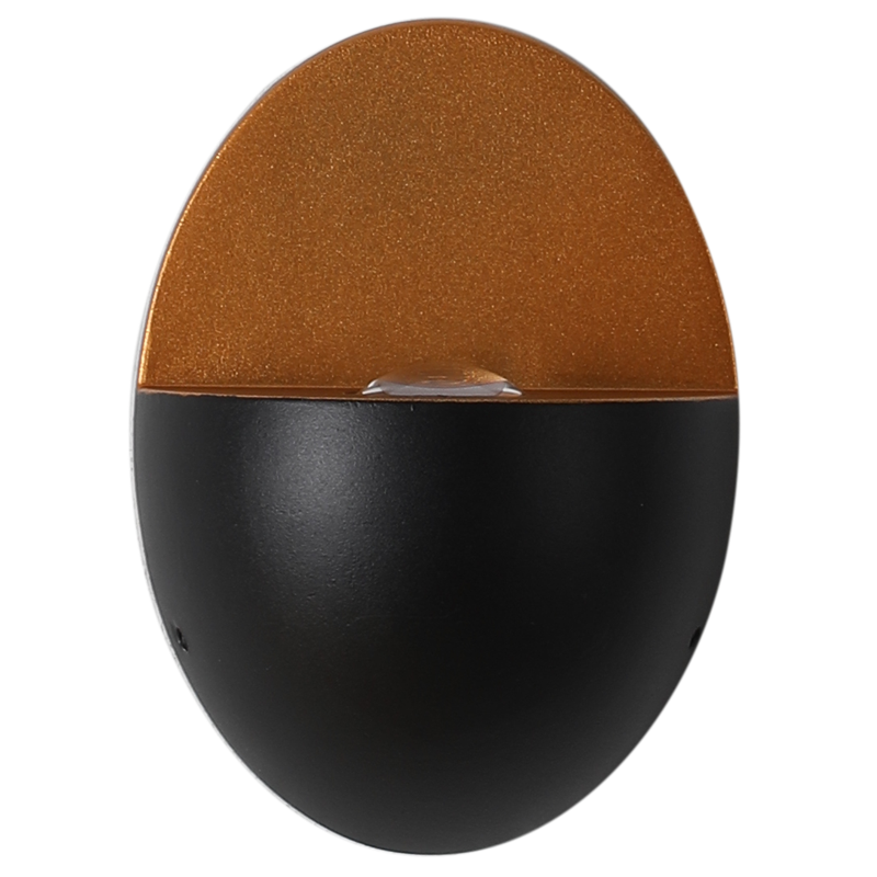 Aplique de pared exterior Yolena ovalado – detalle del interior dorado y el LED