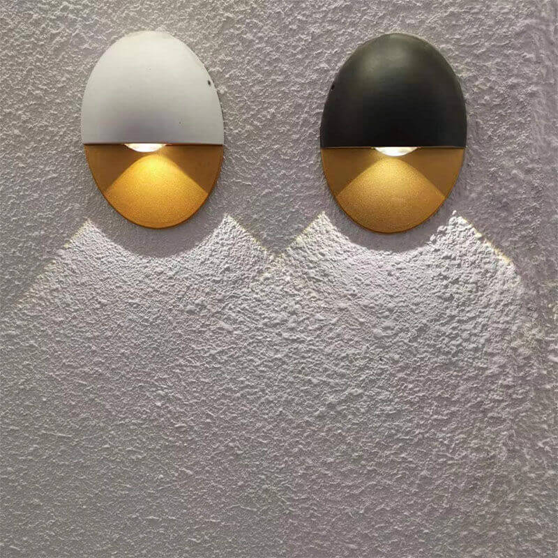 Aplique de pared exterior Yolena ovalado – acabados blanco y dorado y negro y dorado