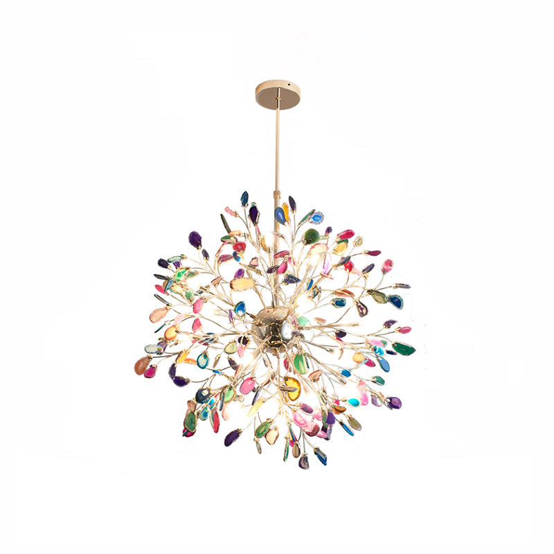Lámpara araña de ágata natural Cantera – multicolor, 18 luces · Ø 72 cm, varilla