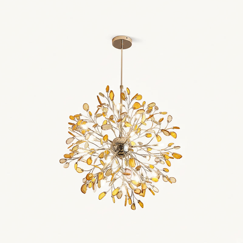 Lámpara araña de ágata natural Cantera – amarillo, 18 luces · Ø 72 cm, varilla