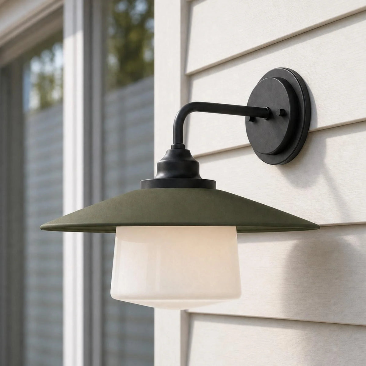 Aplique de pared exterior Idena – verde pino con vidrio opal